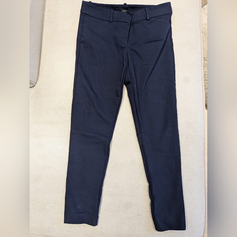 Loft Dark Blue Skinny Leg Work Pant Size 4